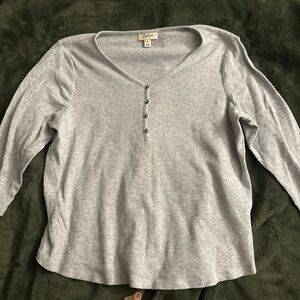 Gray Long Sleeve Henley Top